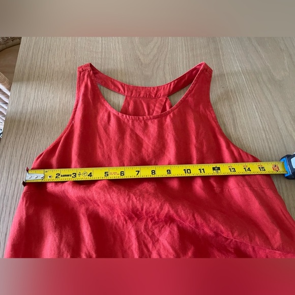 Banana Republic| Vibrant Red 100% Linen Sleeveless Shirt Dress, Lagenlook Style• - Picture 11 of 12